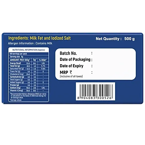 Milky Mist Table Butter Salted 500g 2