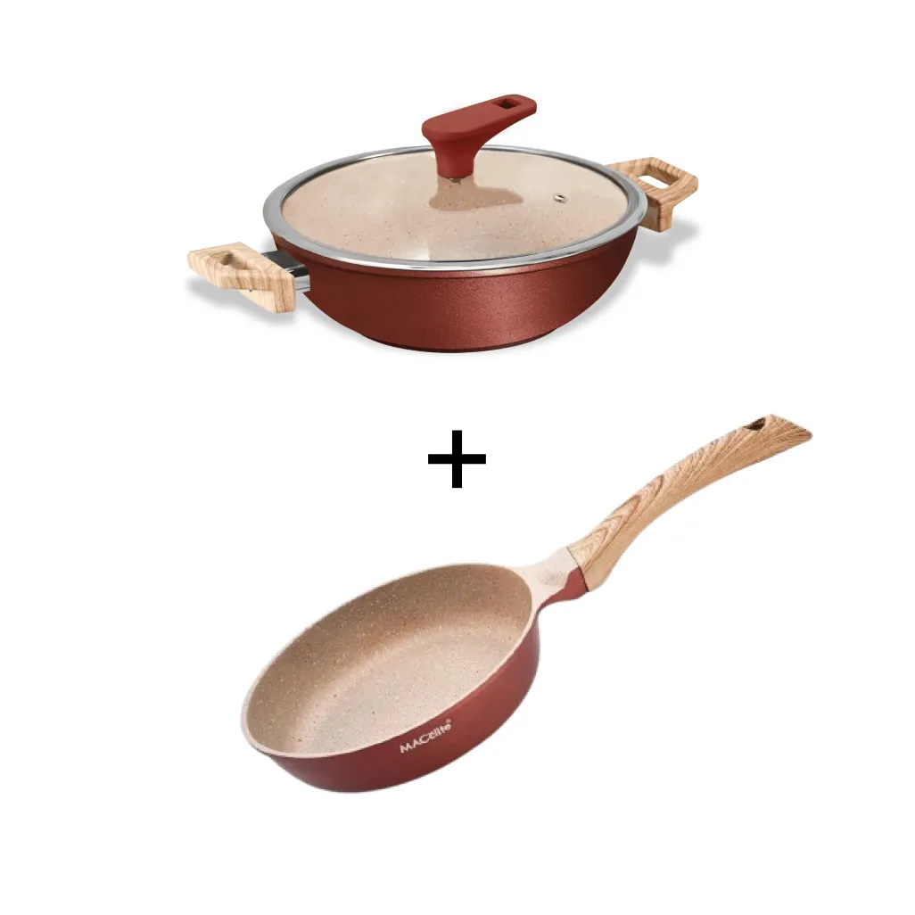 Macclite Kadai 20cm & Frying Pan 20cm with Glass Lid (Combi Pack)