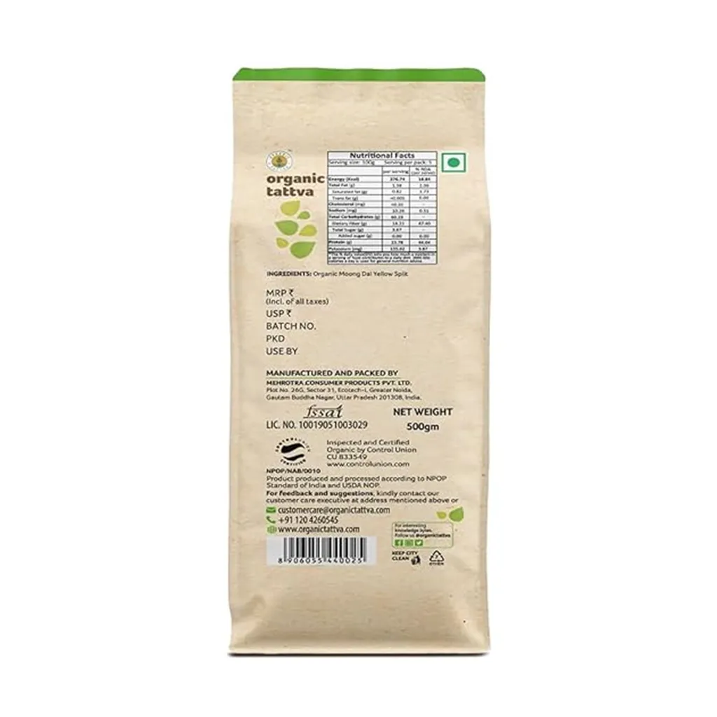 Organic Tattva Yellow Split Moong Dal 1