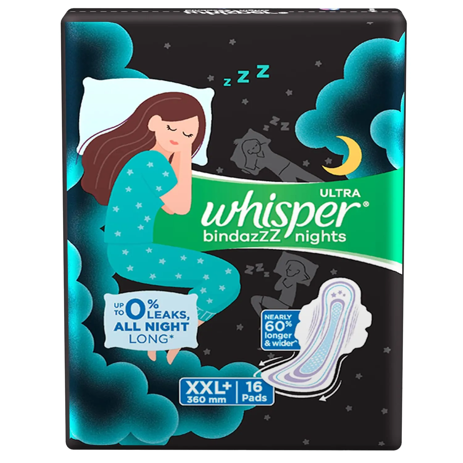 Whisper Bindazzz Nights Sanitary Pads XXL