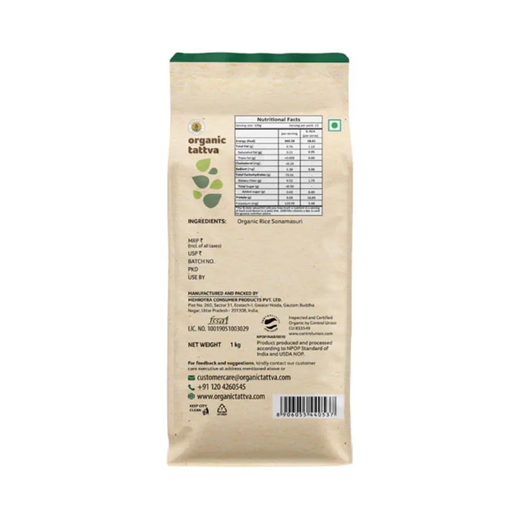 Organic Tattva Sona Masuri Raw Rice White 1