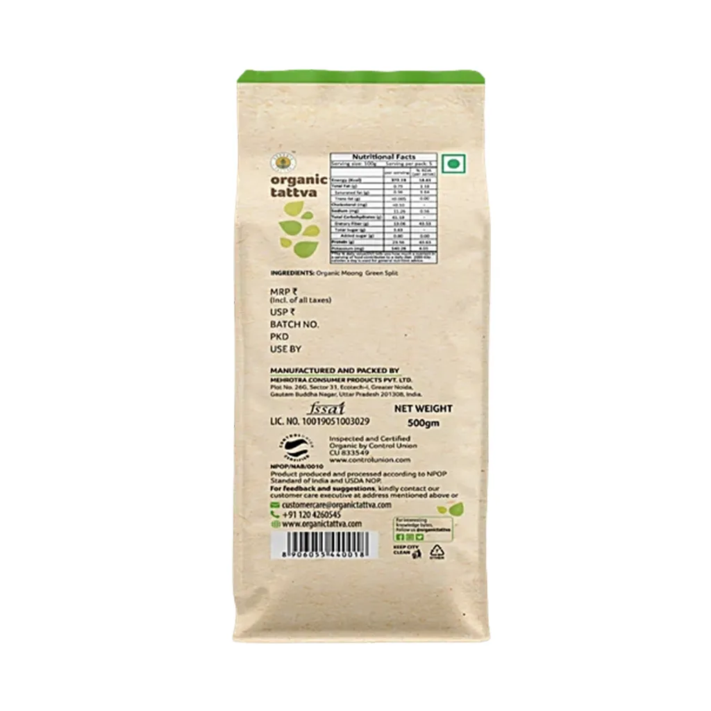 Organic Tattva Moong Dal Green Split 1