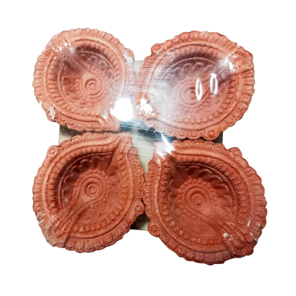 SLN Leaf Design Diya - Pack of 4