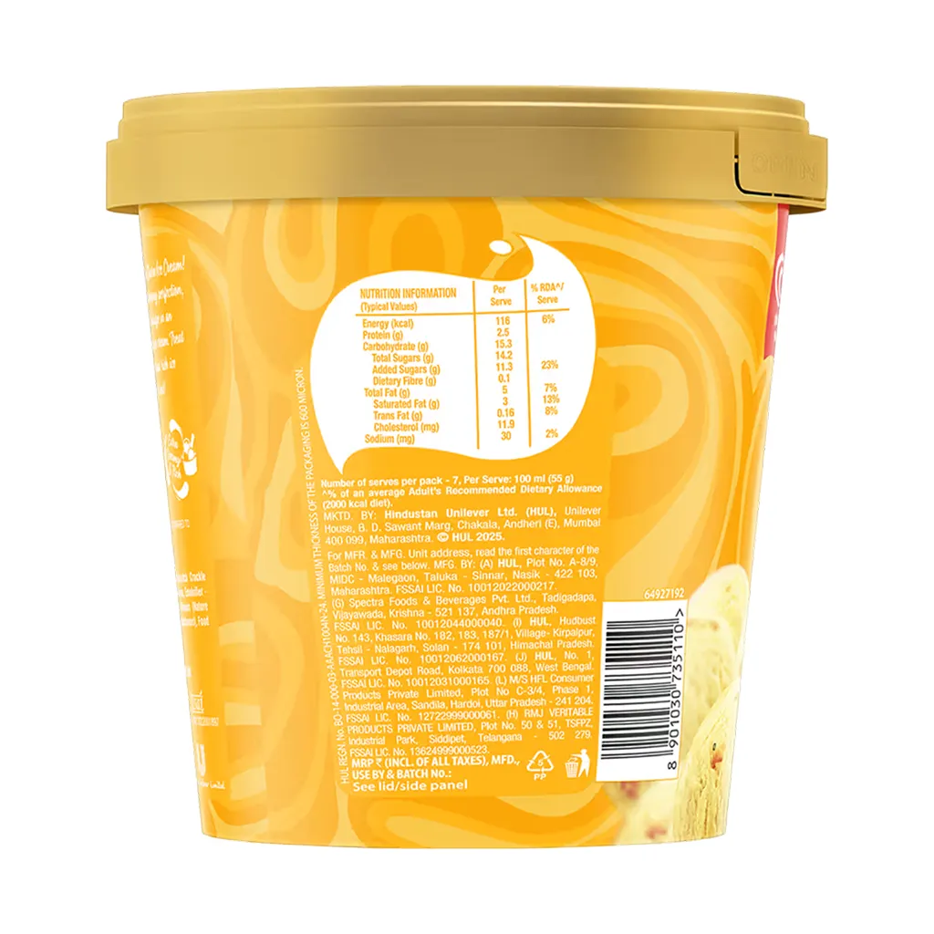 Kwality Wall's The Dairy Factory Slow Churned Butterscotch Ice Cream 1