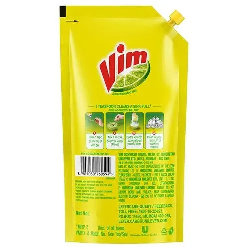 Vim Lemon Liquid Dishwash Gel 1