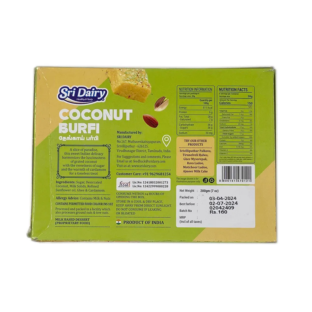Sri Dairy Coconut burfi 1