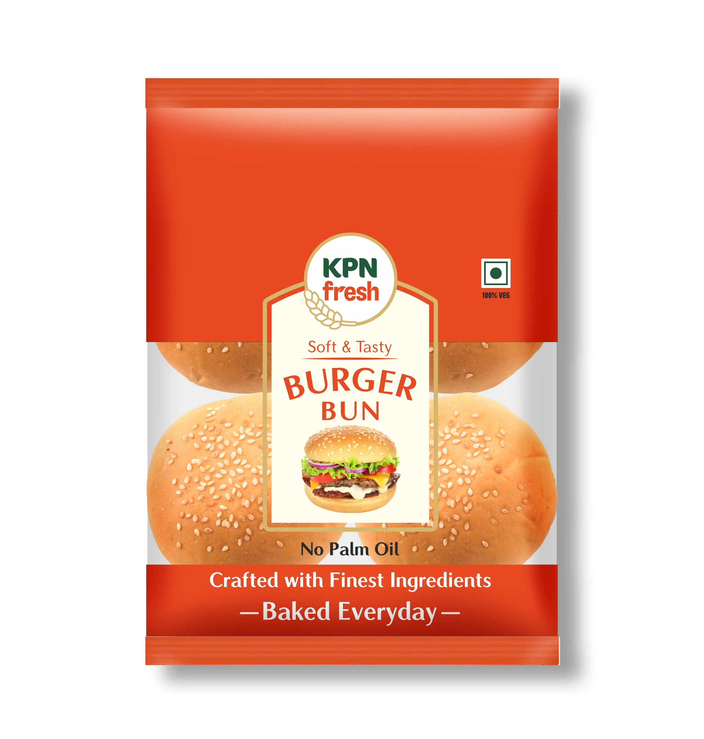 KPN Fresh Burger Buns (4 Pcs) - Soft & Tasty