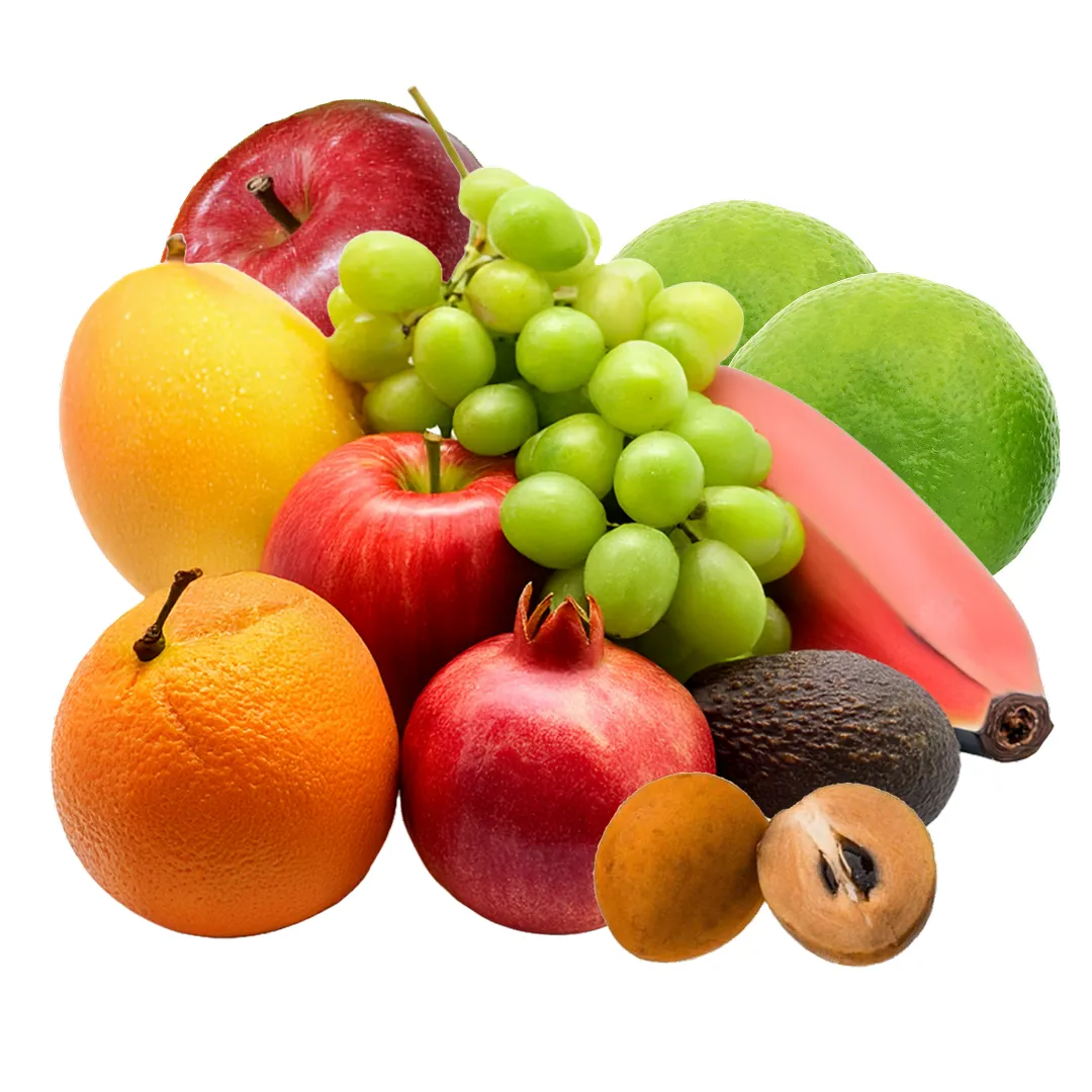 Festive Fruits Combo - Green Grapes (500g), Orange Australia (1pc), Imam Pasand Mango (1pc), Washington Apple (2pcs), Avocado (1pc), Sweet Lime (2pcs), Red Banana (1pc), Chikoo (2pcs)