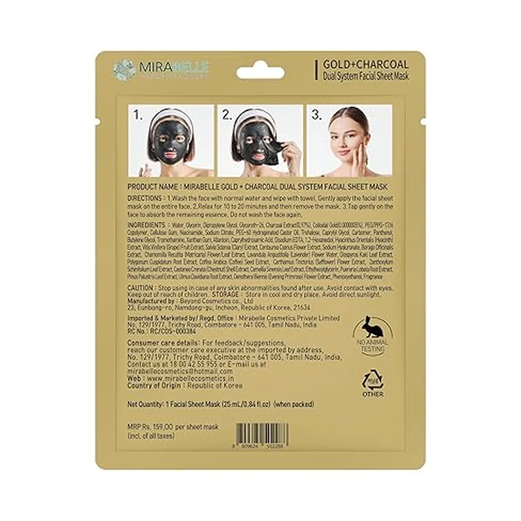 Mirabelle Gold & Charcoal Facial Sheet Mask- 25ml 1