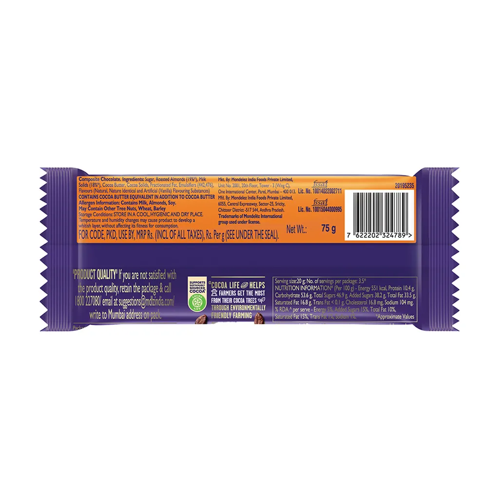 Cadbury Dairy Milk Roast Almond Chocolate Bar 1