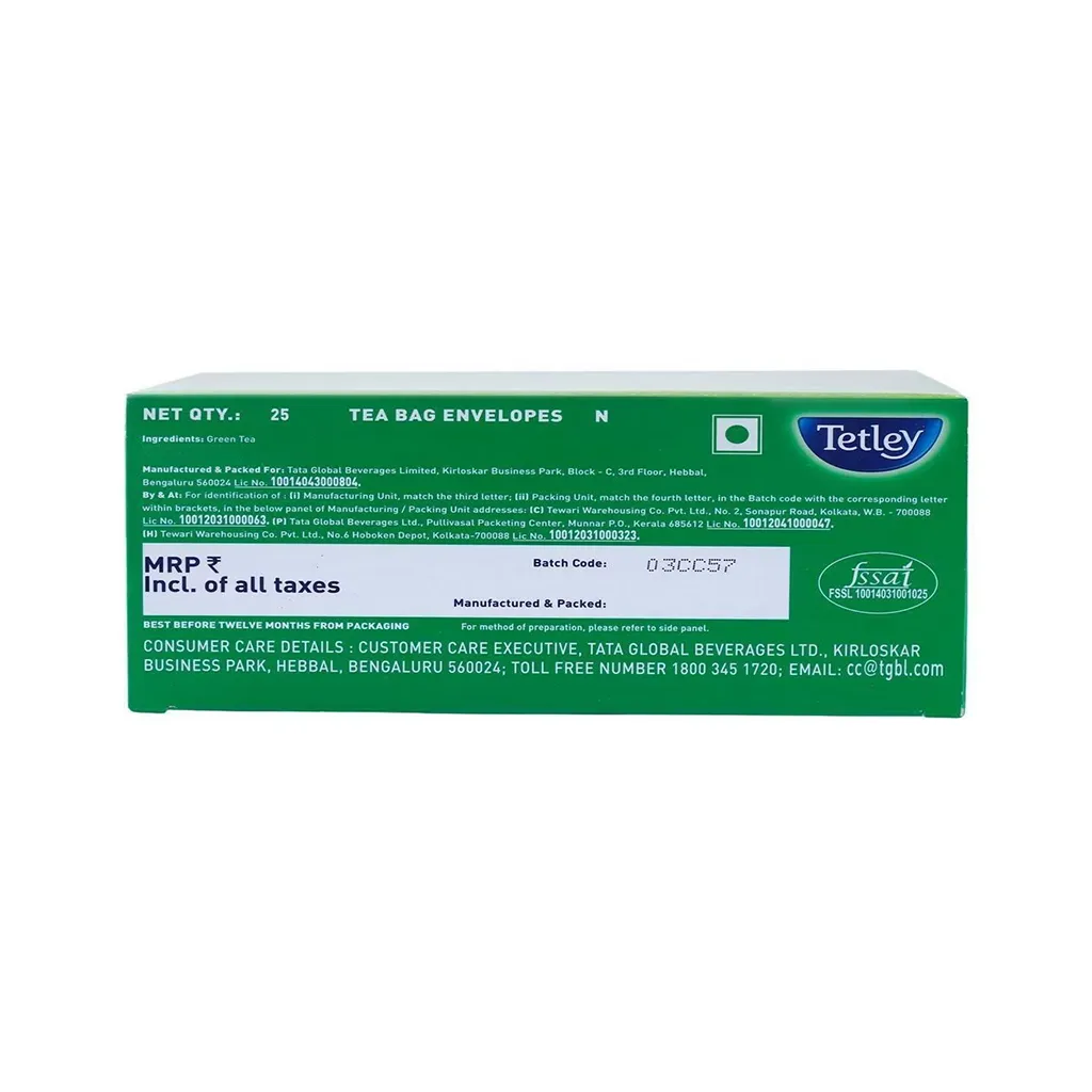 Tetley Pure & Original Green Tea Bags 1