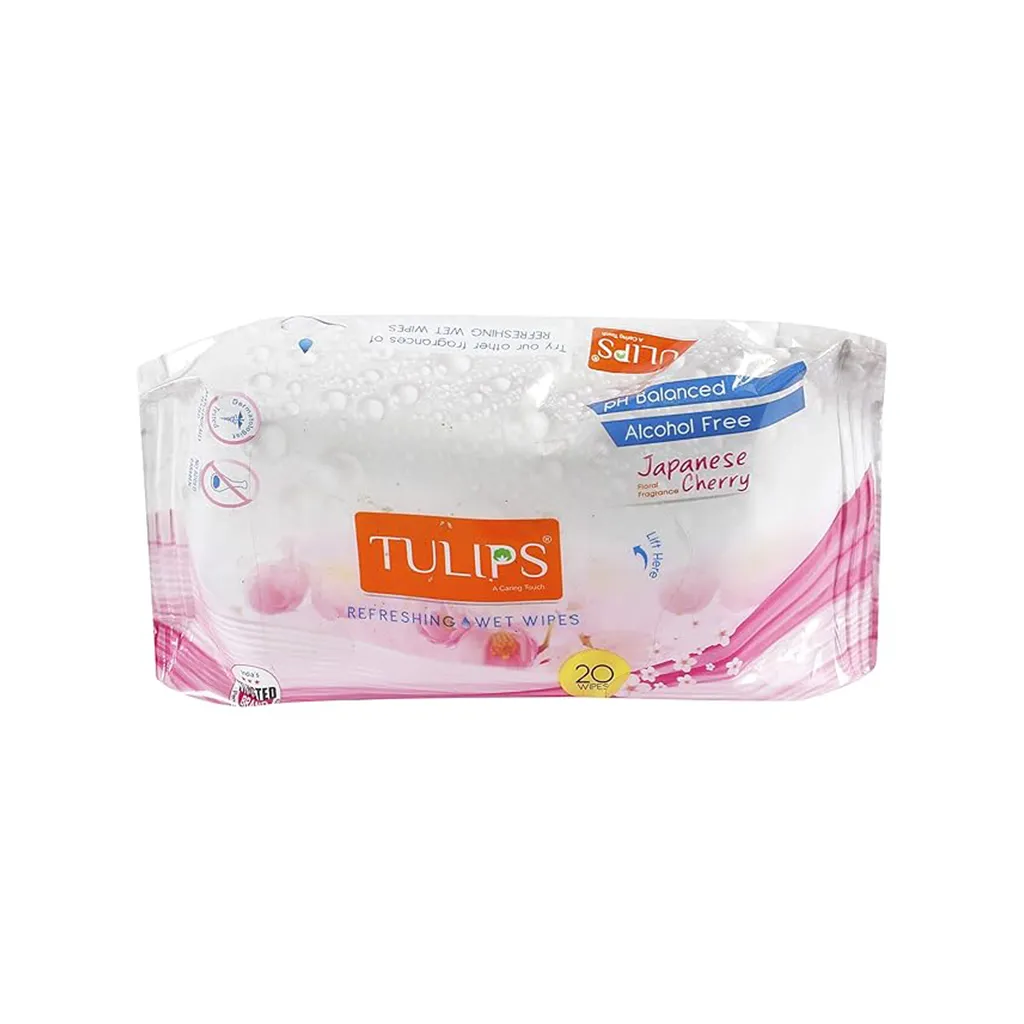 Tulips Japan Cherry Fresh Wet Wipes - 20 Nos