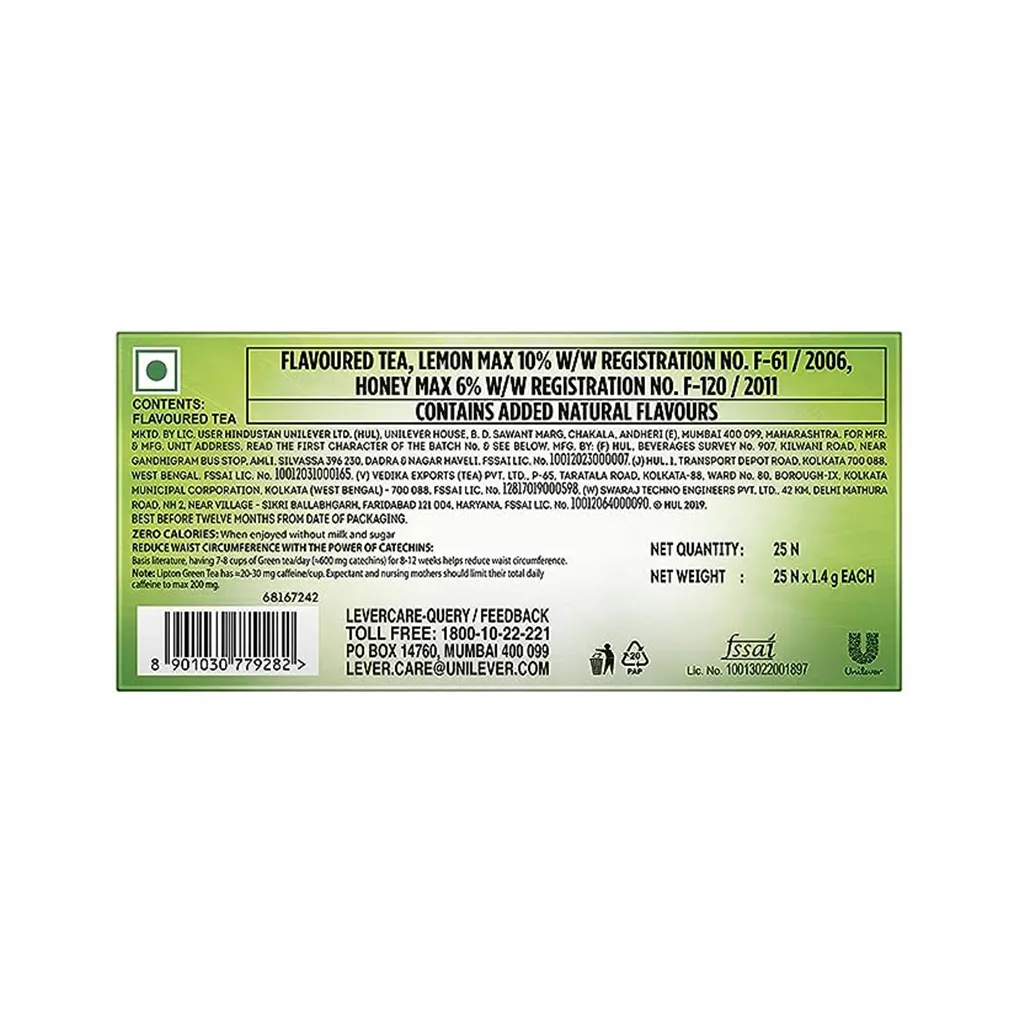 Lipton Honey Lemon Green Tea Bags 1