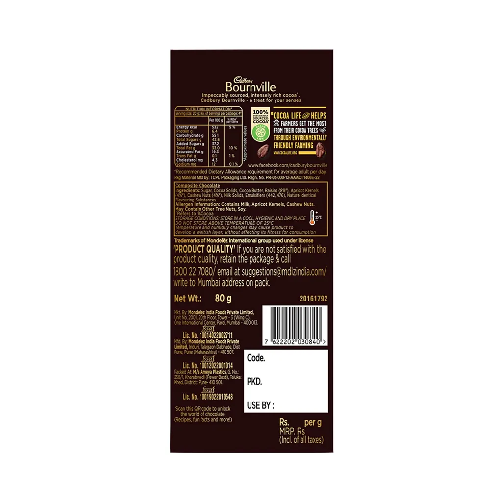 Bournville Fruit & Nut Dark Chocolate Bar 1