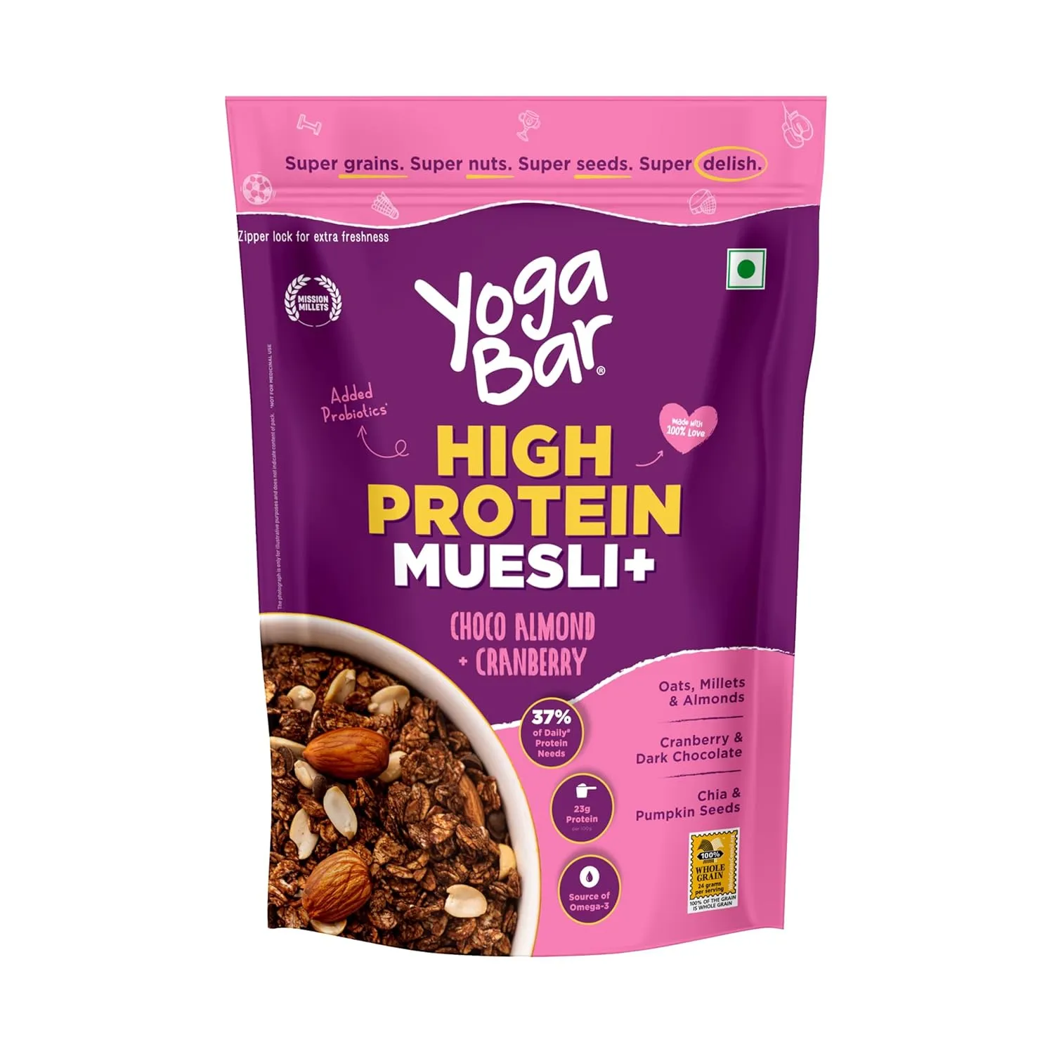 Yogabar High Protein Choco Almond & Cranberry Muesli