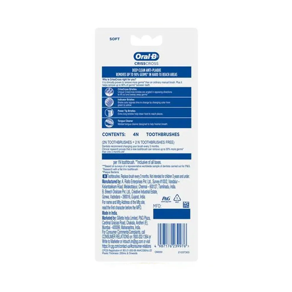 Oral-B Crisscross Anti Plaque Soft Toothbrush 1