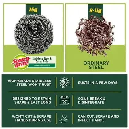 Scotch Brite Stainless Steel Scrub Pad Combo Pack 2