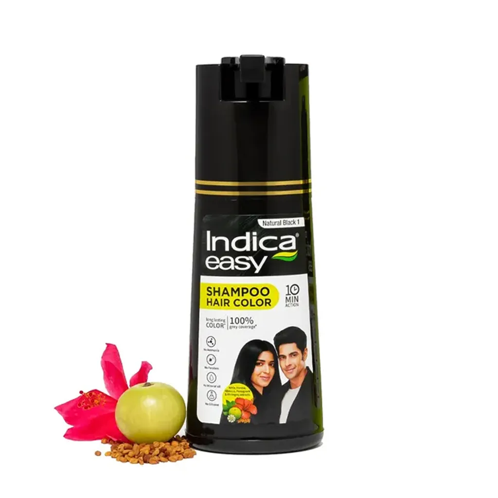 Indica Natural Black Hair Color Shampoo Pump