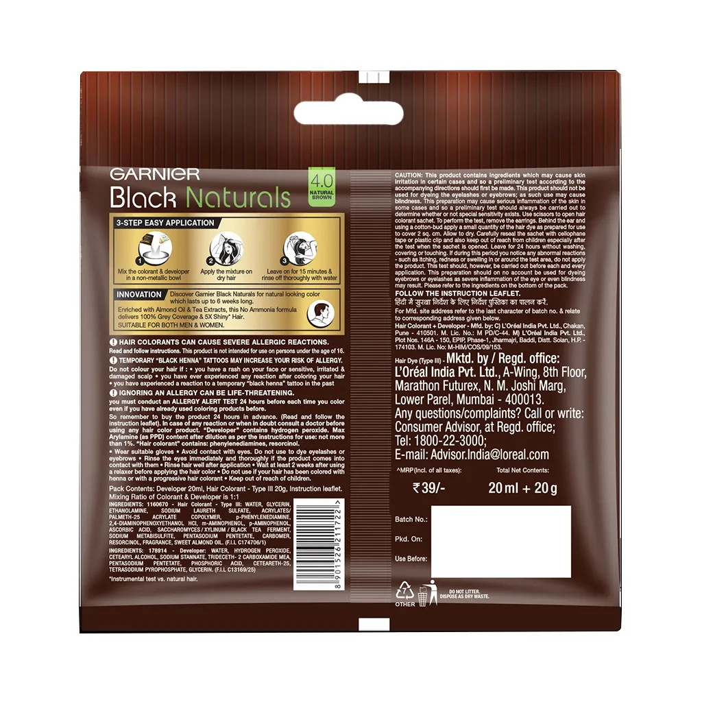 Garnier Black 4.0 Natural Brown Hair Color 1