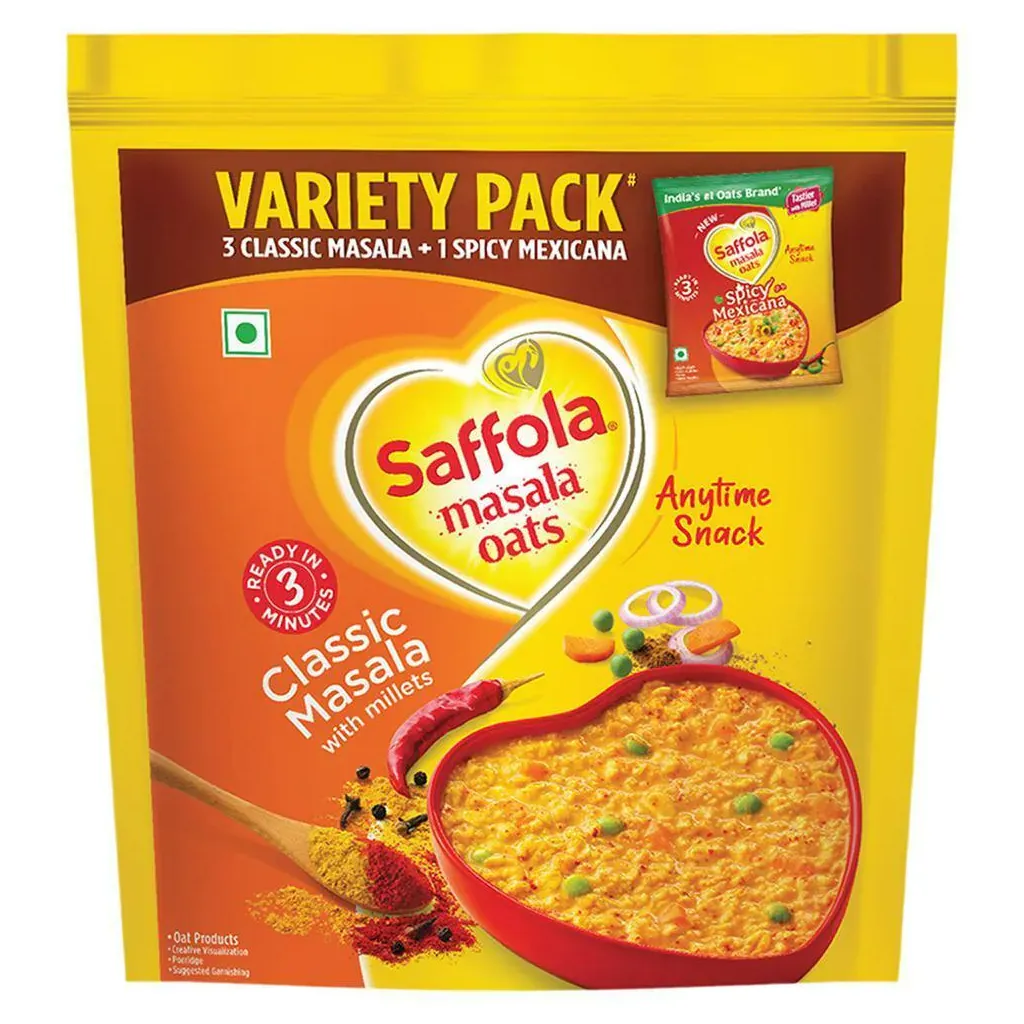 Saffola Masala Oats Classic Masala 3x38g + Spicy Mexicana 35g