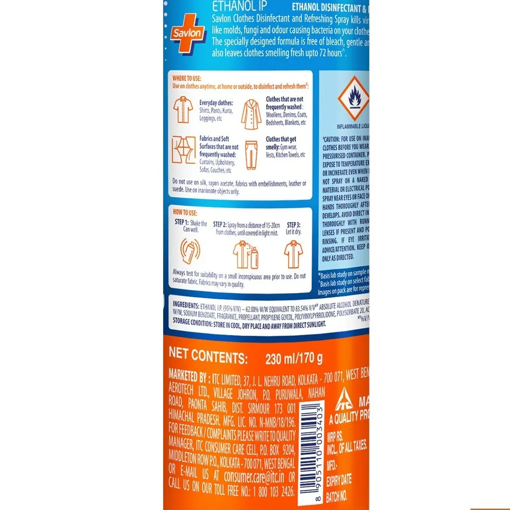 Savlon Clothes Disinfectant & Refreshing spray 1