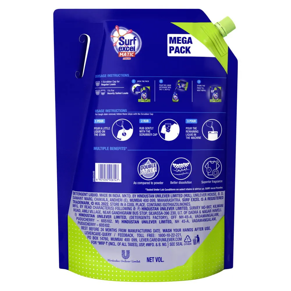 Surf Excel Matic Top Load Liquid Detergent Pouch 1