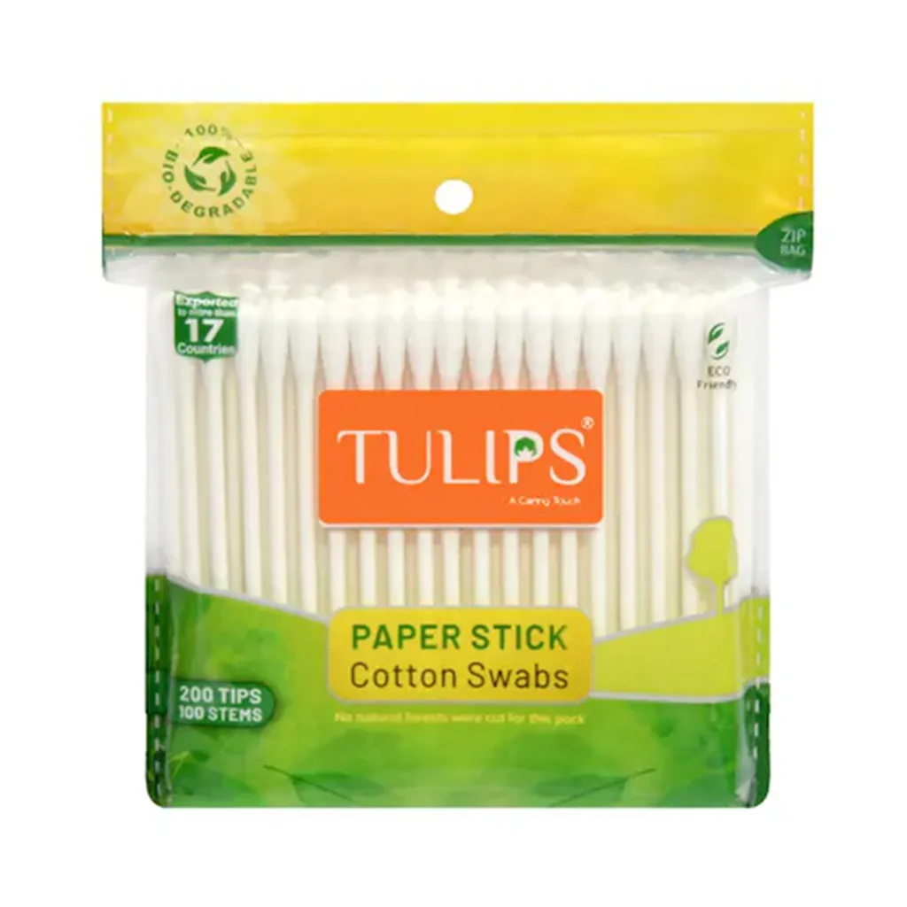 Tulips Paper Stick Cotton Swabs Pouch - 100 nos
