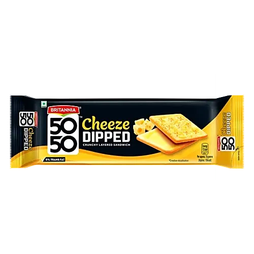 Britannia 50-50 Cheeze Dipped Sandwiched Biscuit