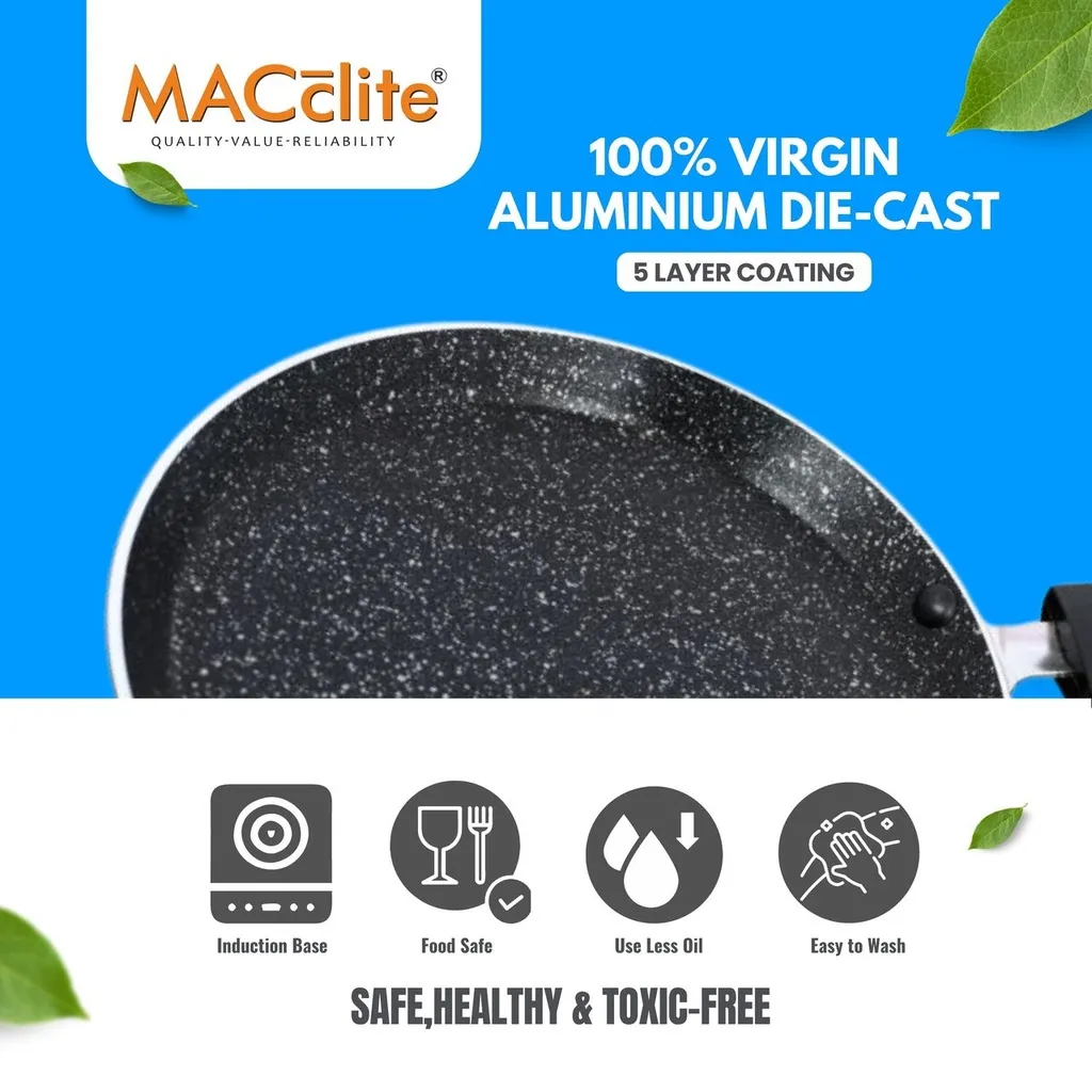Macclite Aluminium Non-Stick Kyytte Miniso Flat Tawa- 20cm (Dia MC36) 2