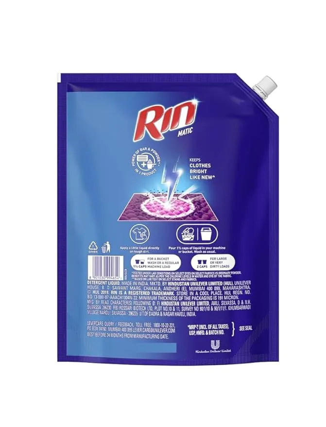 Rin Matic Detergent Liquid Top Load Bright Lock Technology 1