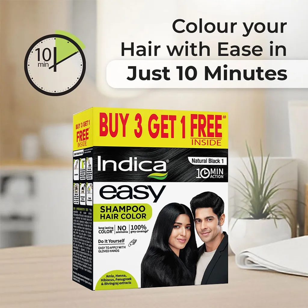 Indica Natural Black Hair Color Shampoo B3G1 1