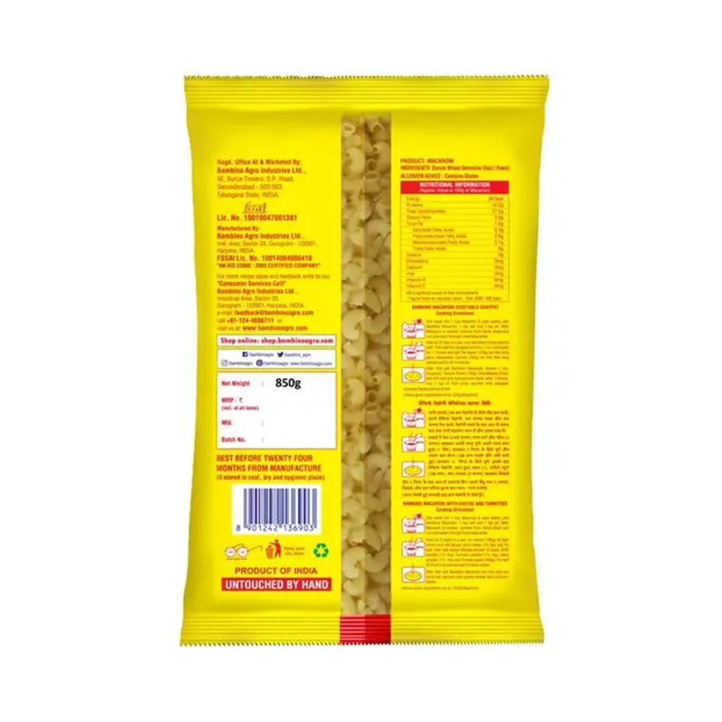 Bambino Macaroni Elbow Pasta 1