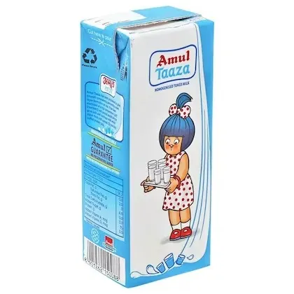 Amul Taaza Homogenised Toned Milk Tetra Pack 4