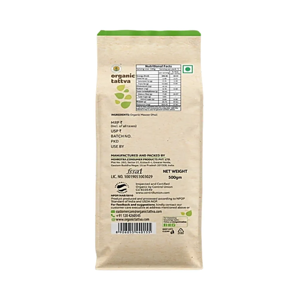 Organic Tattva Masoor Malka Split 1
