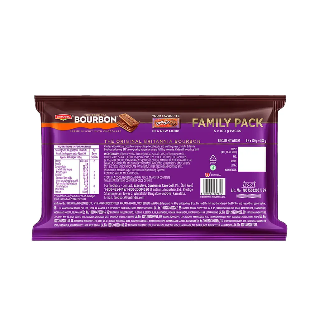 Britannia Bourbon Cream Biscuits - Buy 4 Get 1 Free 1