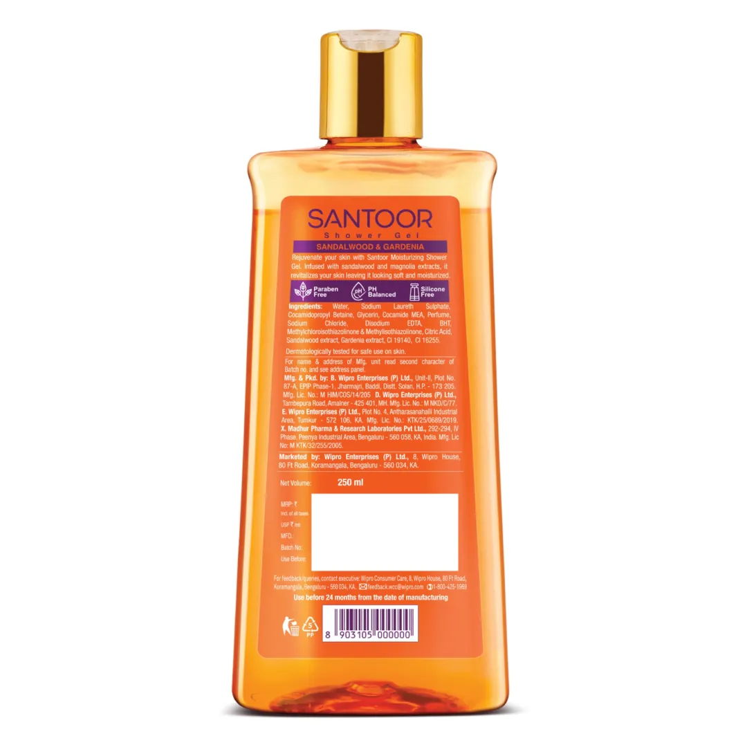 Santoor Sandalwood & Gardenia Shower Gel 1