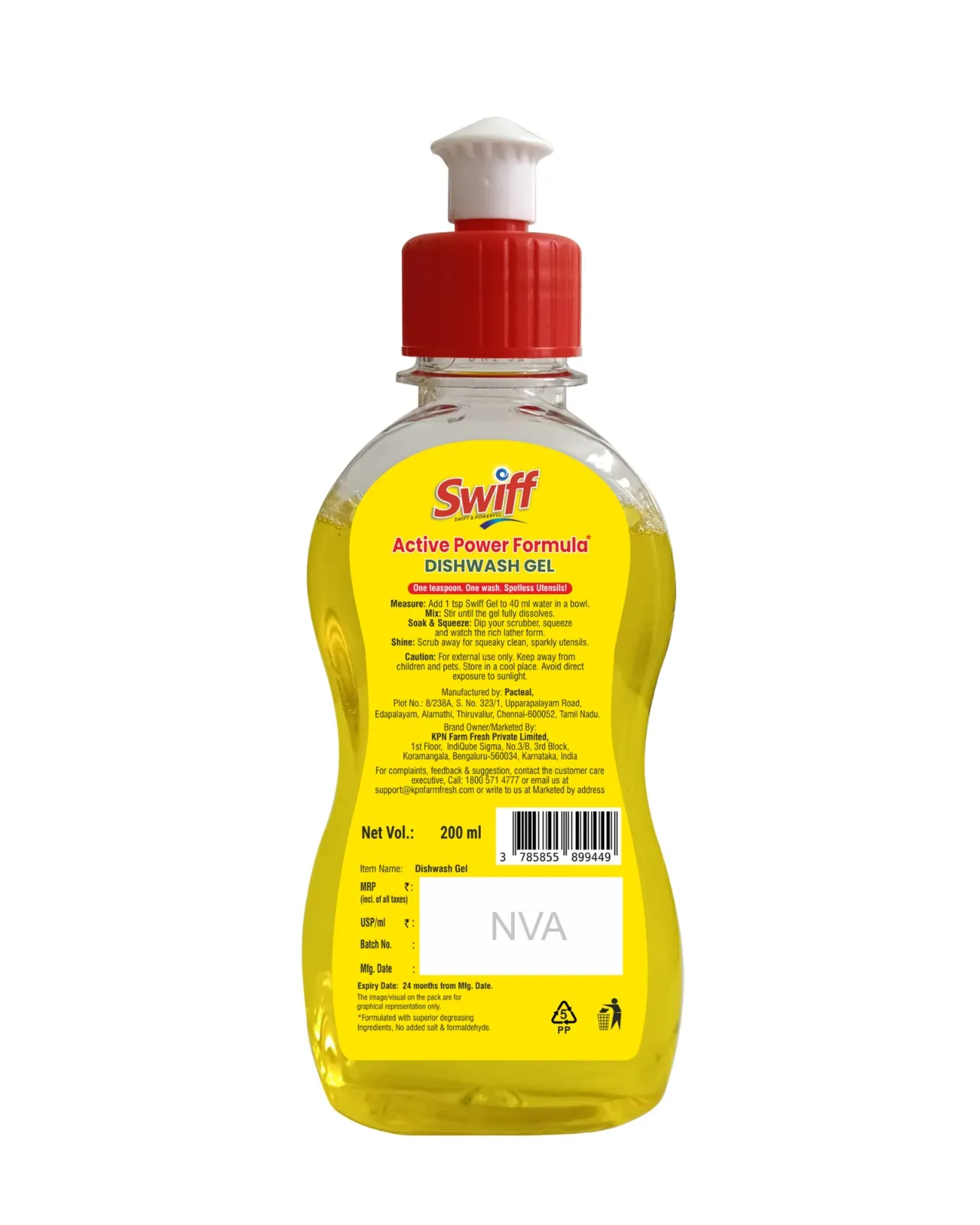 Swiff Active Power Dishwash Gel Bottle 1