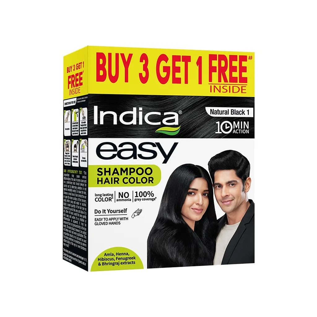 Indica Natural Black Hair Color Shampoo B3G1