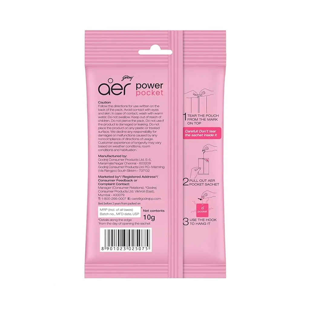 Godrej Aer Power Pocket Rose Fresh Blossom Bathroom Freshner 1